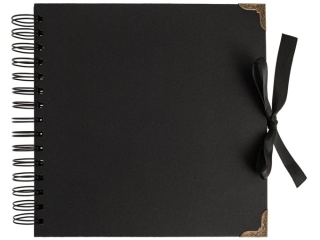 ALBUM DO ZDOBIENIA 20 CM x 20 CM - CZARNY Z METALOWYMI NARO�NIKAMI (30 KARTEK) [opakowanie=1szt]