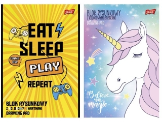 Blok rysunkowy z kolorowymi kartkami A4 16 kartek ok�adka kredowana 80 g/m2 [opakowanie=10szt]