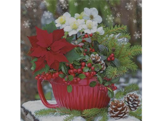 Serwetki POL-MAK SD_GW_025301 Daisy Lunch Christmas Pot in Winter Garden