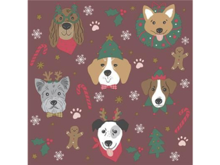 Serwetki POL-MAK SD_GW_025501 Daisy Lunch Cartoon Christmas Dogs