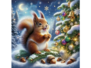 Serwetki POL-MAK SD_GW_026501 Daisy Lunch Cute Squirrel Christmas Landscape