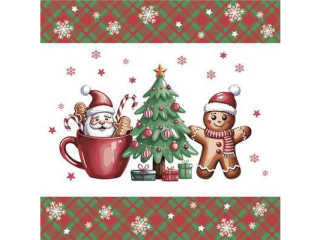 Serwetki POL-MAK SD_GW_026701 Daisy Lunch Sweet Gingerbread x Santa in Cup