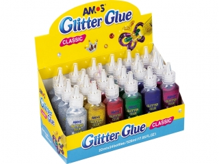 Klej z brokatem AMOS GCL22D24 - 22ml x 6 kolor�w x 4 szt.