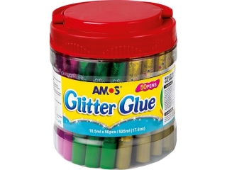 Klej z brokatem AMOS GCL 10BK50 - 10,5ml x 50 kolor�w
