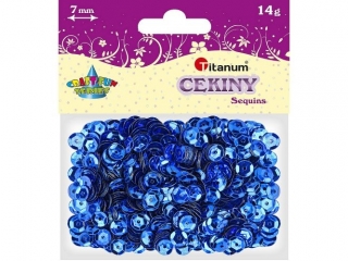 Cekiny okr�g�e 7mm metaliczne niebieskie 14g