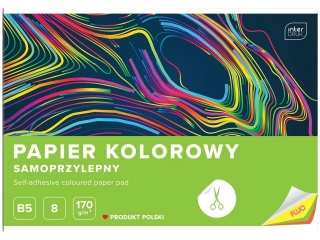 Zeszyt papier�w kolorowych samoprzylepnych B5 8k. INTERDRUK Fluo