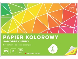 Zeszyt papier�w kolorowych samoprzylepnych B5 8k. INTERDRUK Fluo