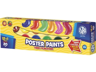 Farby plakatowe ASTRA 12 kolor�w 20 ml + 1-kol GRATIS