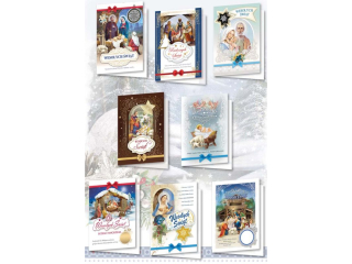 Kartki �wi�teczne TOP GRAPHIC BNM z brokatem - Religijne wzory