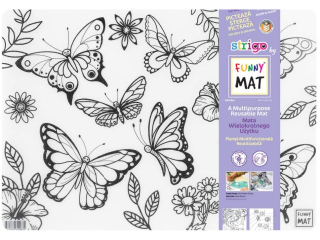 KOLOROWANKA FUNNY MAT TRANSPARENT 48x33.5 Motylki + GRATIS flamastry
