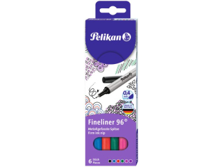 Cienkopis PELIKAN 96 0,4mm 6 kolor�w blister
