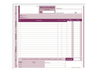 Druk -�Rachunek 2/3 A4 Rachunek dla zwolnionych podmiotowo z VAT