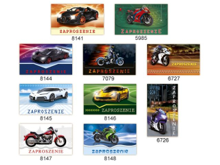 Zaproszenia MERIGRAF Auto-Moto, miks wzor�w