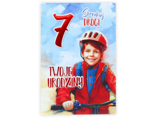 Kartka urodzinowa dla dziecka KZK B6 Nr 025, na 7 urodziny z Rowerzyst�