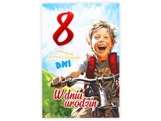 Kartka urodzinowa dla dziecka KZK B6 Nr 030, na 8 urodziny z Rowerzyst�