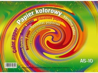 Zeszyt papier�w kolorowych A5 10k. KRESKA z po�yskiem