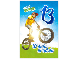 Kartka urodzinowa dla dziecka KZK B6 Nr 050, na 13 urodziny dla Ch�opca