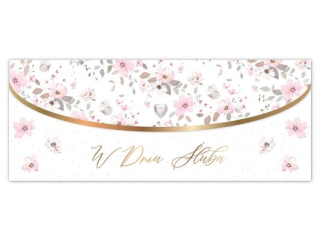Kartka �lubna - koperta na pieni�dze ARMIN STYLE LUX-217 z�ocona z kryszta�kami "W dniu �lubu" 25x10cm