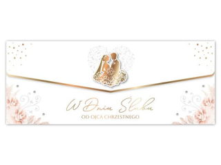 Kartka �lubna - koperta na pieni�dze ARMIN STYLE LUX-220 z�ocona "Od Ojca Chrzestnego" 25x10cm