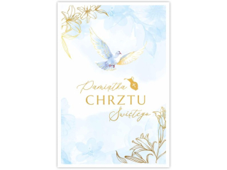 Kartka na Chrzest KZK B6 nr. 5 z�ocona z go��bic� dla Ch�opca