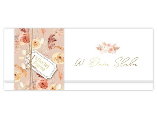 Kartka �lubna - koperta na pieni�dze ARMIN STYLE KP-331 z�ocona, zdobiona 25x10cm