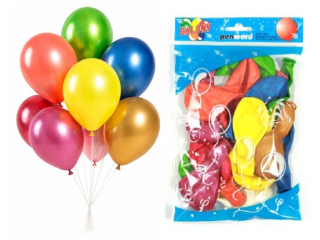 Balony PENWORD 10" 20szt. mix kolor�w metalik, per�a