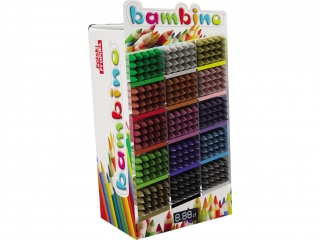 Ekspozytor + kredki BAMBINO tr�jk�tne w oprawie drewnianej display 336szt. ZWIERZAKI UCZNIAKI