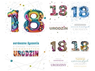 Kartki laurka LO z k�kami obrotowymi Urodziny 18-stka zest. 715 grafika - ch�opak , dziewczyna