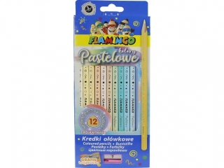 Kredki o��wkowe FLAMINGO Pastelowe 12 kolor�w tr�jk�tne