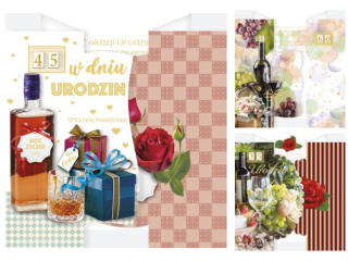 Kartki laurka B6S - sk�adana z cyframi na paskach Urodziny zest. 751 Butelki - Foto , kobiece