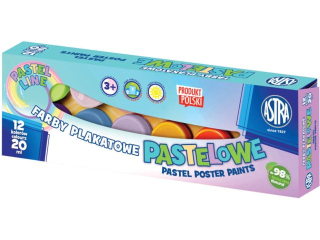 Farby plakatowe ASTRA pastelowe 12 kolor�w - 20ml PREMIUM BOX SUPER-HURT