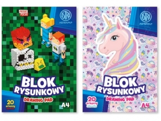 Blok rysunkowy A4 20k. ASTRAPAP "PixelxUnicorn"