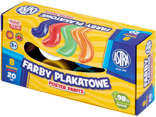 Farby plakatowe ASTRA  8 kolor�w 20ml Standard Box  SUPER-HURT