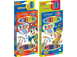 Kredki szkolne BAMBINO tr�jk�tne dwustronne 12/24 kolory + temper�wka SUPER-HURT