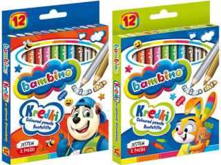 Kredki BAMBINO w oprawie drewnianej 12 kolor�w SUPER-HURT