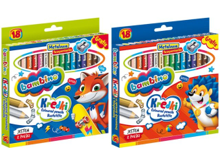 Kredki BAMBINO w oprawie drewnianej grube 18 kolor�w +temper�wka SUPER-HURT