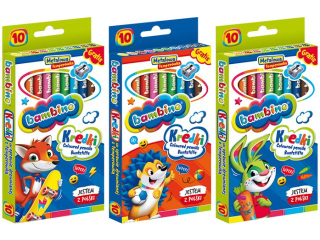 Kredki BAMBINO w oprawie drewnianej 10 kolor�w +temper�wka  SUPER-HURT