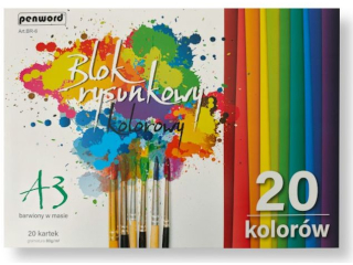 BLOK RYSUNKOWY A3 KOLOROWY BR-6 80g 20 KARTEK 20 KOLOR�W