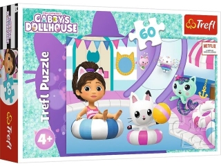 Puzzle 60 TREFL Koci domek Gabi - Gabby na basenie