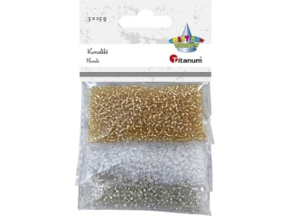 Koraliki plastikowe 3 kolory x15gbia�e, z�ote, srebrne