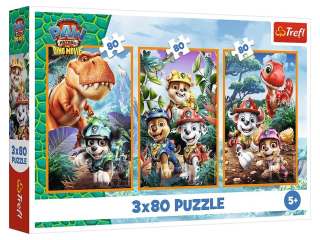 Puzzle 3x80 TREFL Psi patrol - Bohaterowie dinozaur�w
