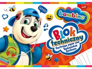 Blok techniczny A4 10 kartek ok�adka kredowana 190 g/m2 ZWIERZAKI UCZNIAKI [opakowanie=10szt]