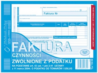 Druk 198-3E Faktura - czynno�ci zwolnione z podatku