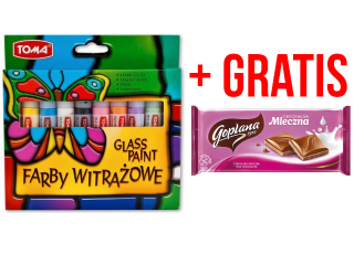 Farby witra�owe GLASS PAINT - 9 kolor�w + kontur�wka + folie mix SUPER-HURT + CZEKOLADY !!!