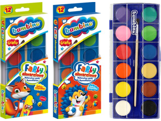 Farby akwarelowe 12 kolor�w ST.MAJEWSKI Bambino +p�dzelek
