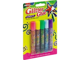 Klej z brokatem AMOS konfetti GCF10B5 - 10,5ml x 5 kolor�w