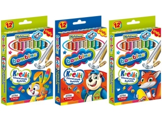 Kredki BAMBINO w oprawie drewnianej 12 kolor�w +temper�wka