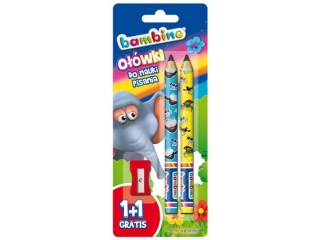 O��wki tr�jk�tne, jumbo, do nauki pisania 2 sztuki + temper�wka HB 1+1 gratis ZWIERZAKI UCZNIAKI
