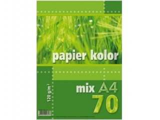 Papier ksero kolorowy A4  70k. KRESKA 120g mix