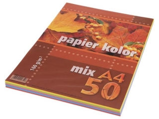 Papier ksero kolorowy A4 50k. KRESKA mix 160g